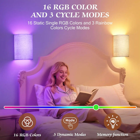 Wireless Rechargeable Wall Sconces Set Of Two Featuring 16 Rgb Hues And Three Warm Tones delivering an adjustable 1000 lumen glow.