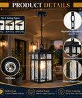 Top Shelf Black Outdoor Pendant Light For Porch With Water Ripple Glass Panels And Sleek Square Metal Frame Weatherproof Exterior Hanging Lantern Real Deal Farmhouse Glow Quick Setup with adjustable chain and E26 base.