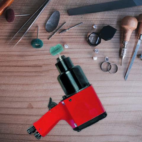 Kick Your Projects Into High Gear With This Epic 40-Piece Buffing Wheel Set For Drills featuring a red drill with a green buffing wheel.