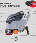 28-Inch Commercial Floor Scrubber With Dual Brushes And Pad System, 14.5-Gallon Tank, Self-Propelled Traction Drive