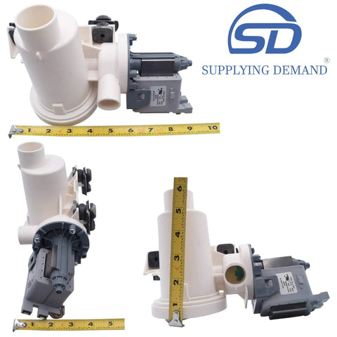 Front Load Washer Drain Pump Replacement For Model Specific Units 120V 60Hz 0.95A With Coin Trap No Hassle Replacement Part WPW10391443 AP6020786 PS11754106 with ruler measurements