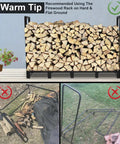 8Ft Outdoor Firewood Rack Holder For Wood Storage And Fireplace Use With 10 Stable Support Legs on hard flat surface