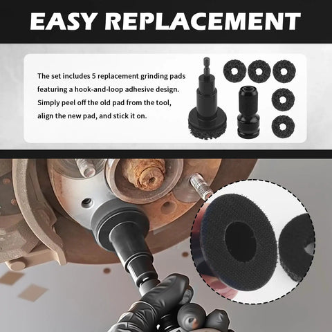 Badass Wheel Hub Cleaning Tool Kit That Kicks Rust Right Out featuring replacement grinding pads and adapter for easy use.