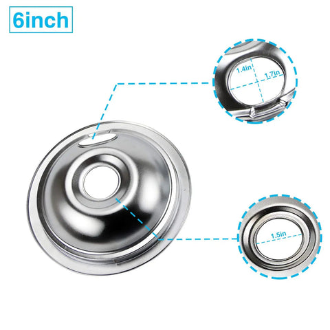 Stove Drip Pan Set 4 Pack Replacement Bowls For Electric Stoves 6 Inch And 8 Inch Burners Fits 316048413 316048414 set