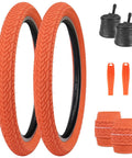 20x2.35 Bike Tire Set For BMX MTB Orange Folding Replacement Tire Includes 2 Tires 2 Tubes And 2 Levers Fits 64-406 Wheels