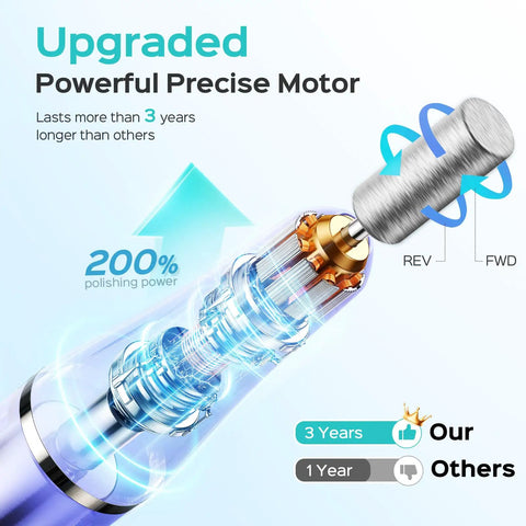 Cutaway view of the upgraded motor of Cordless Electric Nail Drill With Stepless Speed Knob, highlighting 200% polishing power.