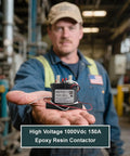 Heavy Duty 1000VDC 150A Dc Contactor Relay Rock Solid Spst No Epoxy Sealed Switch For Electric Vehicle Charging And Solar Power Systems UL Certified No Nonsense Performance held by worker