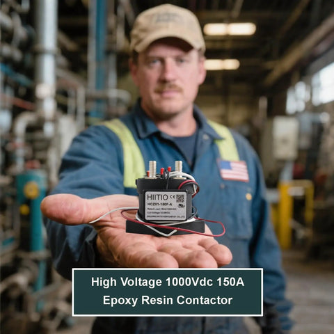 Heavy Duty 1000VDC 150A Dc Contactor Relay Rock Solid Spst No Epoxy Sealed Switch For Electric Vehicle Charging And Solar Power Systems UL Certified No Nonsense Performance held by worker