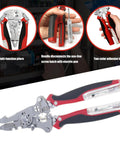 Heavy Duty Foldable Wire Strippers 16 In 1 Electrician Pliers Multifunction Cable Cutter Crimper showing steel jaws and ergonomic handles.