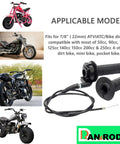 Mini Bike Twist Throttle Assembly and Cable Kit with grips and control fittings alongside compatible bike models