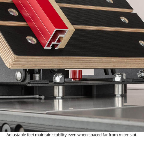 Pro Grade Micro Adjustable Joinery Sled For Precise Box Joints, Miters And Angled Cuts On Table Saw And Router Table, nine inch base travel