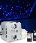 Dual Color 32W Fiber Optic Starlight Headliner Kit With 2300 Fibers, 16.4 Ft Run, 0.03 Inch Diameter, RGBW Lights, Sound Activated App, Remote