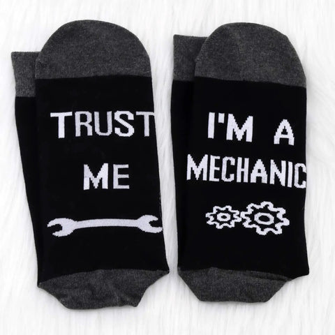 Two Pairs Mechanic Socks Gift Set With Trust Me I Am A Mechanic Phrase