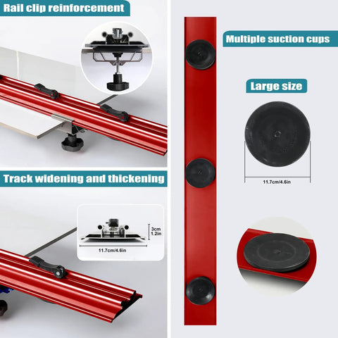 Electric Orbital Angle Grinder Tile Cutter For Large Ceramic Porcelain Tiles Up To 124 Inches With Pro Grade Precision And A Smooth Cut Every Time Ideal For Contractors And DIY Pros, red rail clips with suction cups