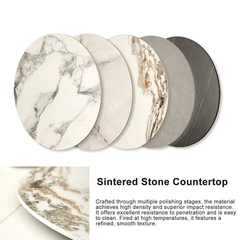 Top Tier White Sintered Stone Lazy Susan With Whisper Quiet 360 Swivel Design For Large Dining Tables And Kitchen Island Centers showcasing multiple finishes.