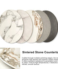 Heavy Duty Sintered Stone Lazy Susan 39 Inch Silent Rotating Turntable Serving Tray With Whisper Quiet 360 Spin Mechanism showcasing multiple surface textures.
