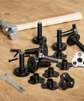 Heavy Duty Eight Piece Adjustable Leveling Feet for Furniture with Three Eighths Inch Threads and 16 Thread T Nut Kit, tools