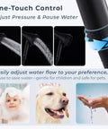 Magnetic Docking Handheld Shower Head With High Pressure Power Wash Mode Chlorine Removal Massage Brush Pressure Adjustable One Touch Pause Matte Black showing adjustable spray modes and gentle use for kids and pets.