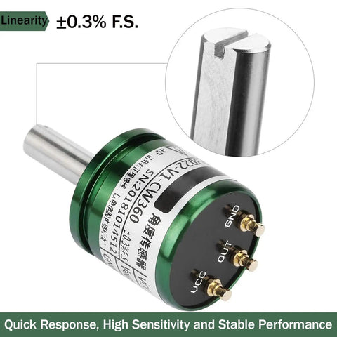 High Precision Hall Effect Angle Sensor With 0.088 Degree Resolution, 360 Degree Rotation, 0-5V Output, 12-Bit ADC, Low Power