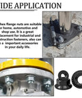 Hex Flange Nuts Set Kit 136 Piece Six Metric Sizes Black Carbon Steel Zinc Plated Assortment For Home Auto And Shop Use