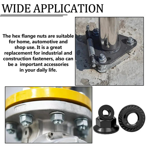Hex Flange Nuts Set Kit 136 Piece Six Metric Sizes Black Carbon Steel Zinc Plated Assortment For Home Auto And Shop Use
