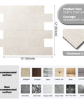 Creamy Stone Peel And Stick Backsplash Tiles For Kitchen And Bathroom Self Adhesive PVC Wall Tiles 12x12 In 0.16 In Thick 10 Sheets