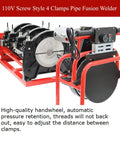 Four Clamp Pipe Fusion Welder Hand Crank Butt Fusion Welding Machine 110V Heavy Duty Pro Grade Piping Tool built with clamps