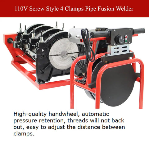 Four Clamp Pipe Fusion Welder Hand Crank Butt Fusion Welding Machine 110V Heavy Duty Pro Grade Piping Tool built with clamps