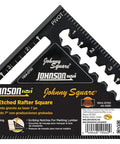 Johnny Square 7 Inch Aluminum Rafter Square With EZ Read Finish Pro Framing Tool showing engraved measurements and branding