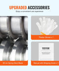 Upgraded accessories for Beast Mode Automatic Electric Wire Stripping Machine With 370W Motor, showing blades, gloves, and manual.