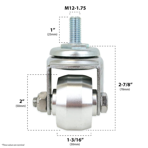 Replacement Aluminum Racing Jack Caster Wheels Set For 3 Ton Floor Jacks Two Piece Heavy Duty Aluminum Casters, front view