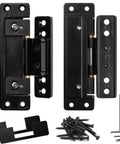 Ultra Thin Hidden Door Hinges With Adjustable Butt And Silent Operation, Heavy Duty Concealed Zinc Alloy Hinges For Secret Doors, 110 Degree Opening, No Hole Digging Needed, Low-Profile Install For Thin Doors, YCHE-02, shown with installation accessories and screws.