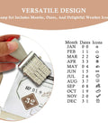 Monthly Date Stamp Set With Weather Icons And Calendar Stamps For Planners Easy Peasy Organizer showing stamped months and dates.