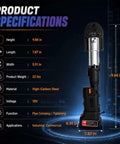 Pro Grade Electric Hydraulic Pipe Press Tool Kit 24KN for 1/2 3/4 1 PEX Tubing showing size and material specifications