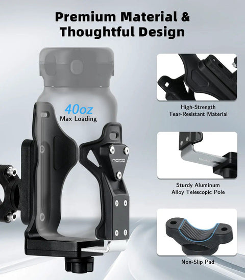 Adjustable Bike Water Bottle Cage Fits 1.9 To 3.6 Inch Bottles On Handlebar Or Frame Universal Cup Holder with premium materials shown
