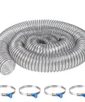 Top Shelf Pvc Dust Collection Hose For Serious Woodworker Shop Grind Heavy Duty Industrial Vacuum Air Transfer Pipe Flexible 3 Inch Diameter 10 Feet Long with four metal clamps.
