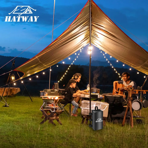 Family camping at night with 132 Lbs Canopy Weights Set For Pop Up Gazebos And Canopies, 4 Leg Water Bags Each 15L