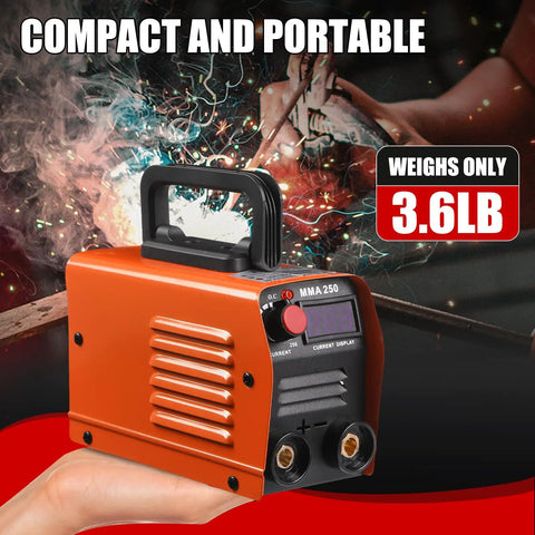 Mini Portable MMA 250A Stick Welder 110V IGBT Inverter With Hot Start Arc Force Anti Stick Lightweight orange unit on hand