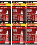 Red High Strength Threadlocker For Large Bolts, Permanent Locking Anaerobic Adhesive For Threads, 6 Pack, 0.20 Oz Bottles