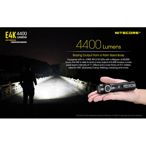 Ultra Compact USB C Rechargeable EDC Flashlight Delivers 4400 Lumens Weighs Just 2.8 Oz Ranges Up To 230 Yards Includes LumenTac Organizer For Everyday Carry in hand, illuminating bridge.
