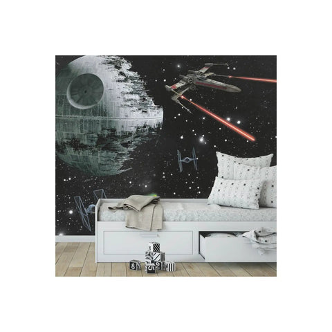 Star Wars Classic Vehicles Water Activated Removable Wall Mural, 10.5 Ft By 6 Ft, Paper, Black Finish in kids' room
