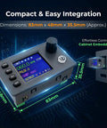 Ransanx stepper motor controller, DC 12–24V, 83mm x 48mm x 35.5mm, front view with LCD and knob, Modbus