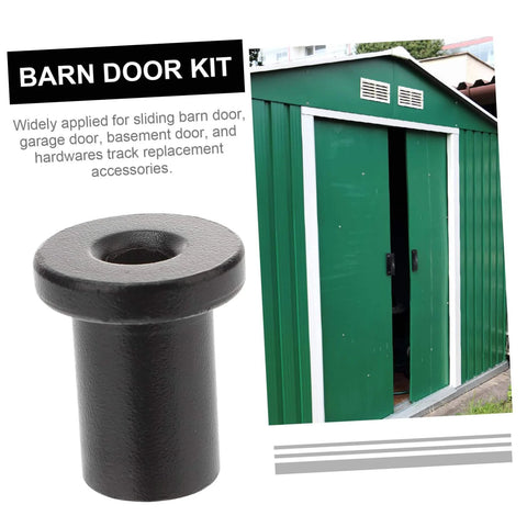 Five Piece Barn Door Track Spacers And Connectors Kit For Sliding Door Hardware, black steel spacer shown next to green barn