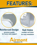 Features of Pack Of 25 Metal Stud Shoes For One Wood Stud with reinforced rib and nail holes for durability and support.
