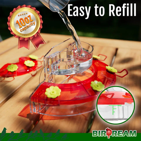 Two Pack Window Hummingbird Feeders With Strong Suction Cups, Red Color, 7 Feeding Ports, Easy Refill And Clean, 10oz Capacity
