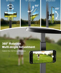 Knockout Magnetic Golf Cart Phone Mount With Heavy Duty Aluminum Bracket Holds Device Locked In Tight On Bumpy Courses So You Can Play Your Best Rounds Without Freaking Out Over Shaky Snap Calls showing 360° rotation and multi-angle adjustment.
