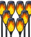 8 Pack Outdoor Solar Torch Lights With Realistic Flickering Flame, Waterproof Solar Powered Garden Lanterns for decor