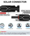 Heavy Duty 3 Feet 10 AWG Solar Panel Extension Cable With Waterproof IP67 Connectors Red And Black Pair For Outdoor Use