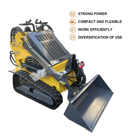 Triangular Track Skid Steer Loader T460 with 43.8 inch bucket, 23HP stand on crawler machine, yellow compact track loader