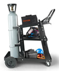 Heavy Duty 3 Tier Welding Cart With 360 Degree Swivel Wheels, Tank Storage And Safety Chains, Rolling Cart For MIG TIG ARC Plasma Cutter Welder, 400 Lb Capacity